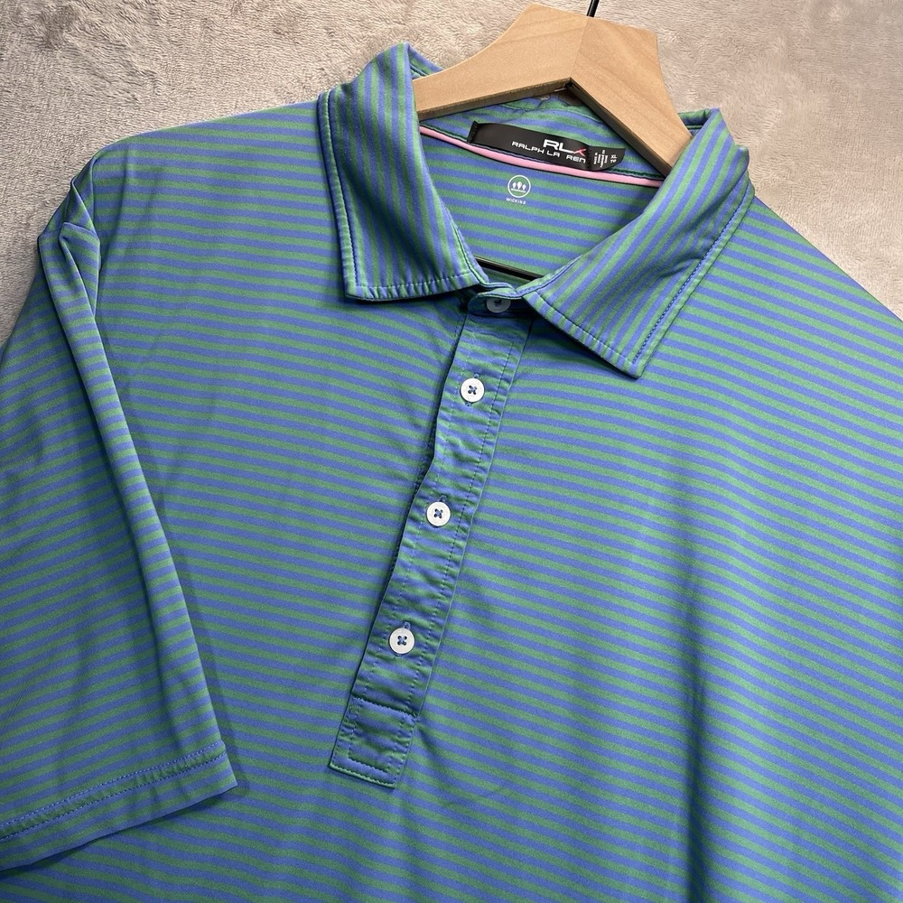 Polo Ralph Lauren RLX Polo Shirt Mens XL Striped Wicking Performance Golf